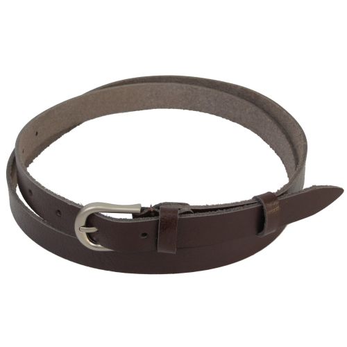 Женский ремень, пояс из кожи Skipper темно коричневый 2 см