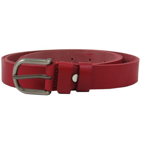 Женский ремень из натуральной кожи Skipper, красный 2,5 см