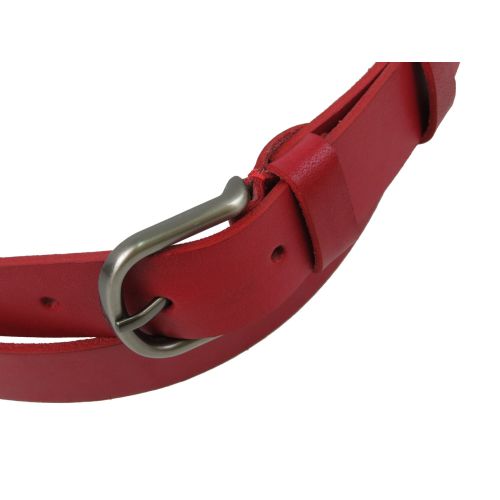 Женский ремень из натуральной кожи Skipper, красный 2,5 см