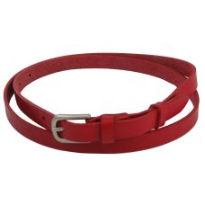 Узенький кожаный поясок ремень Skipper Красный 1,5 см