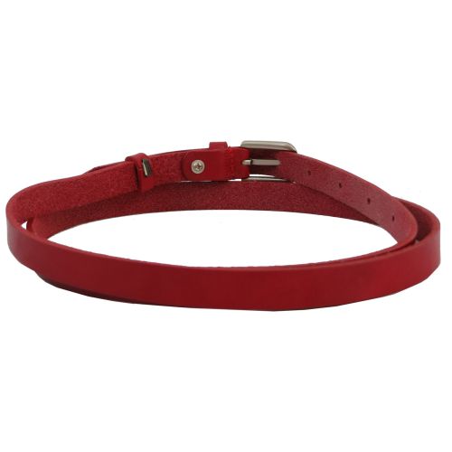 Узенький кожаный поясок, ремень Skipper, красный 1,5 см