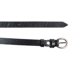 Узенький женский кожаный ремень поясок Skipper 1405-15 Черный