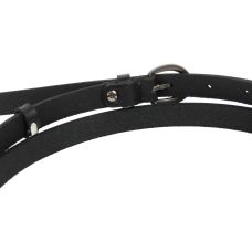 Узенький женский кожаный ремень поясок Skipper 1405-15 Черный