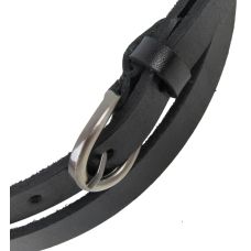 Узенький женский кожаный ремень поясок Skipper 1405-15 Черный