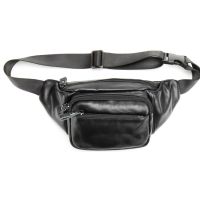 Сумка на пояс бананка из натуральной кожи Tiding Bag Черный