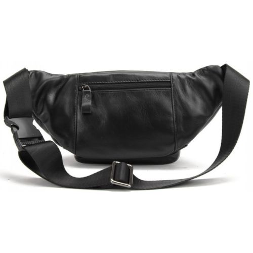 Сумка на пояс, бананка из натуральной кожи Tiding Bag черный