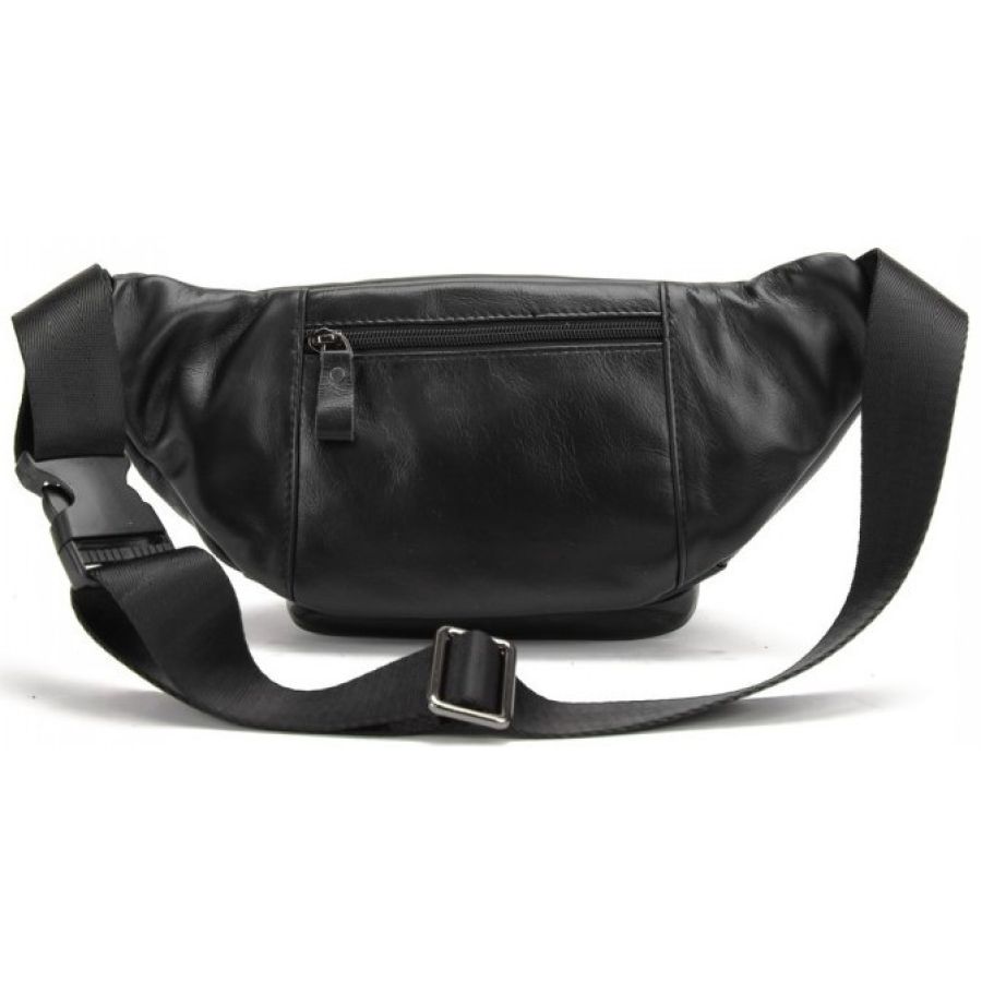 Сумка на пояс, бананка из натуральной кожи Tiding Bag черный