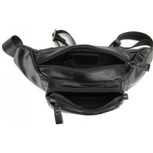 Сумка на пояс, бананка из натуральной кожи Tiding Bag черный
