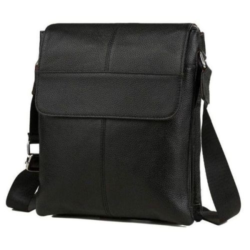 Мужская кожаная сумка, мессенджер Tiding Bag черный