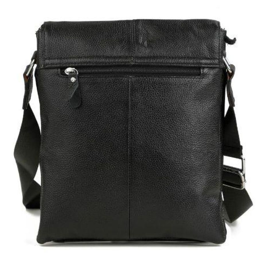Мужская кожаная сумка, мессенджер Tiding Bag черный