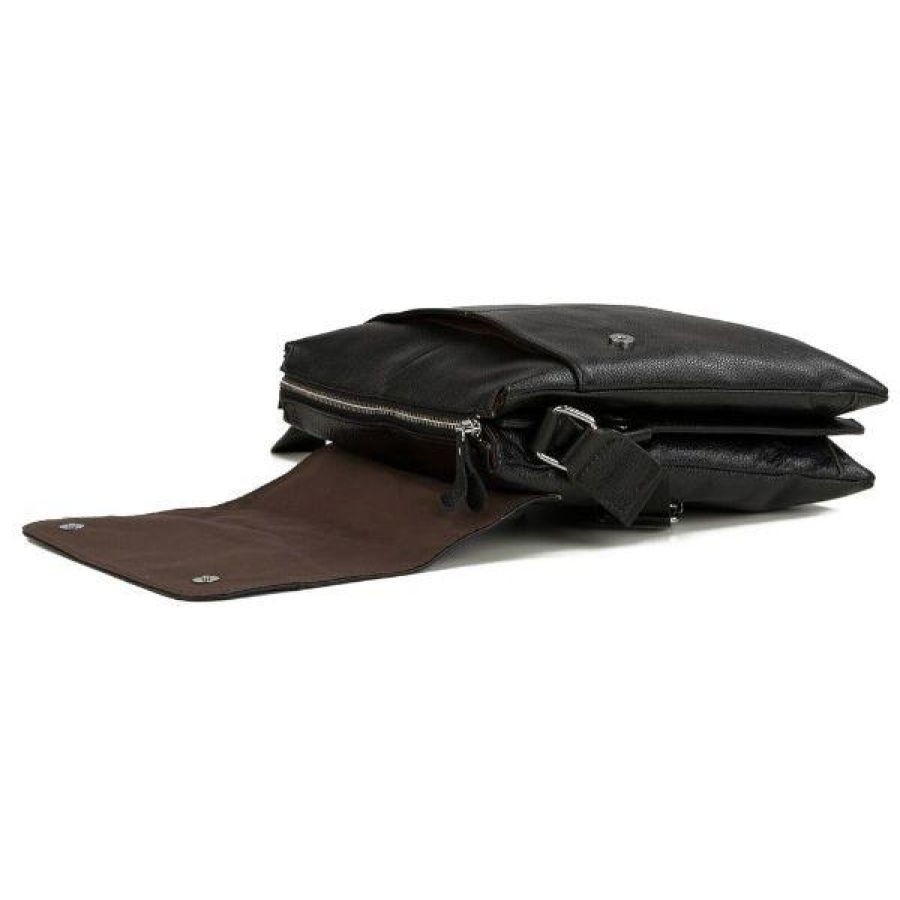 Мужская кожаная сумка, мессенджер Tiding Bag черный