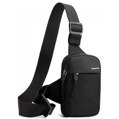 Мужская сумка-слинг из ткани Confident черная (SATN02-2042A)