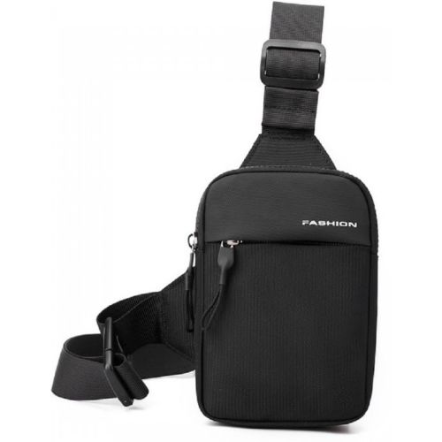 Мужская сумка-слинг из ткани Confident черная (SATN02-2042A)