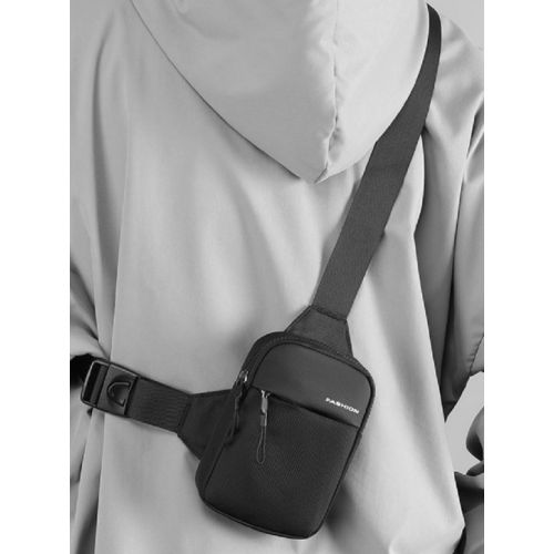 Мужская сумка-слинг из ткани Confident черная (SATN02-2042A)