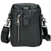 Небольшая мужская кожаная сумка  Tiding Bag черная