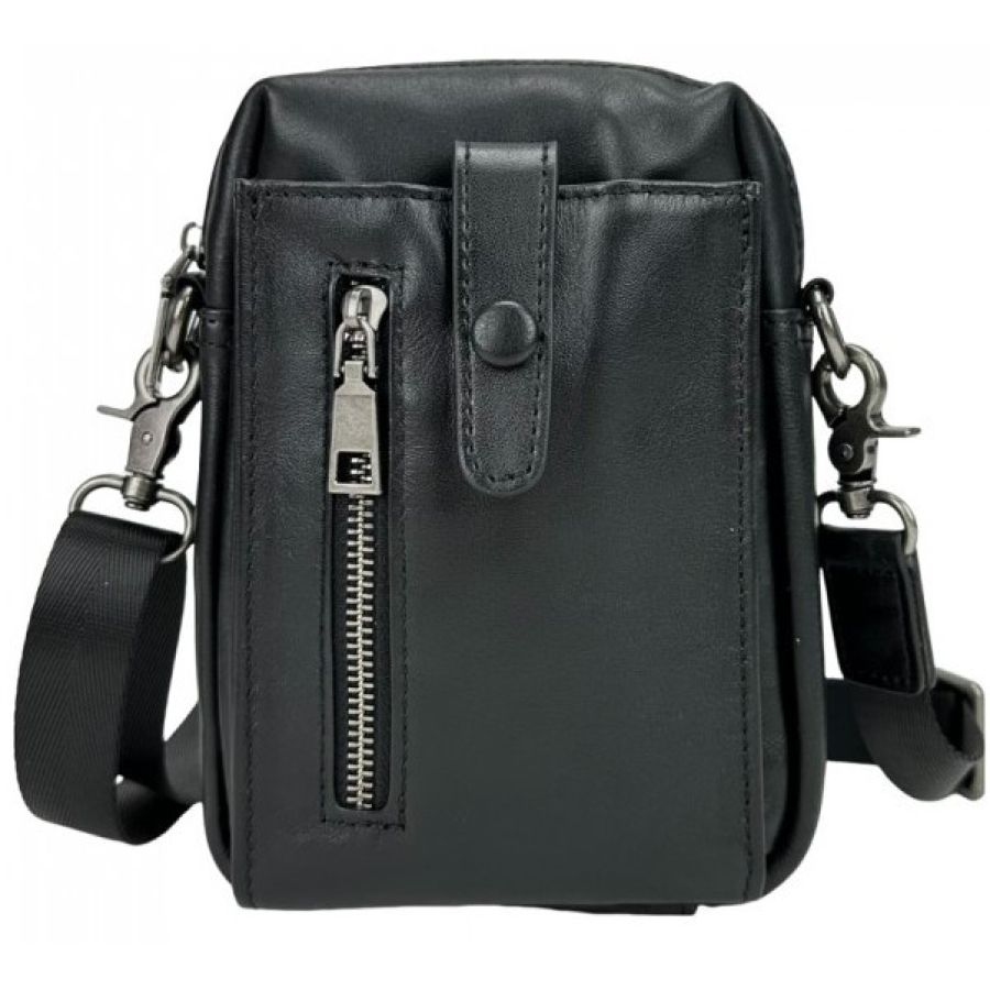 Небольшая мужская кожаная сумка  Tiding Bag черная