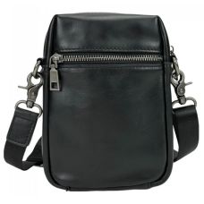 Небольшая мужская кожаная сумка  Tiding Bag черная