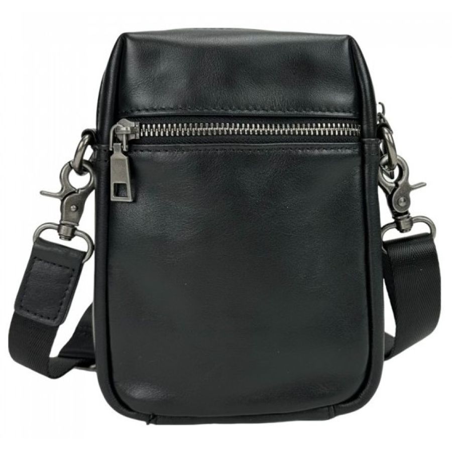 Небольшая мужская кожаная сумка  Tiding Bag черная
