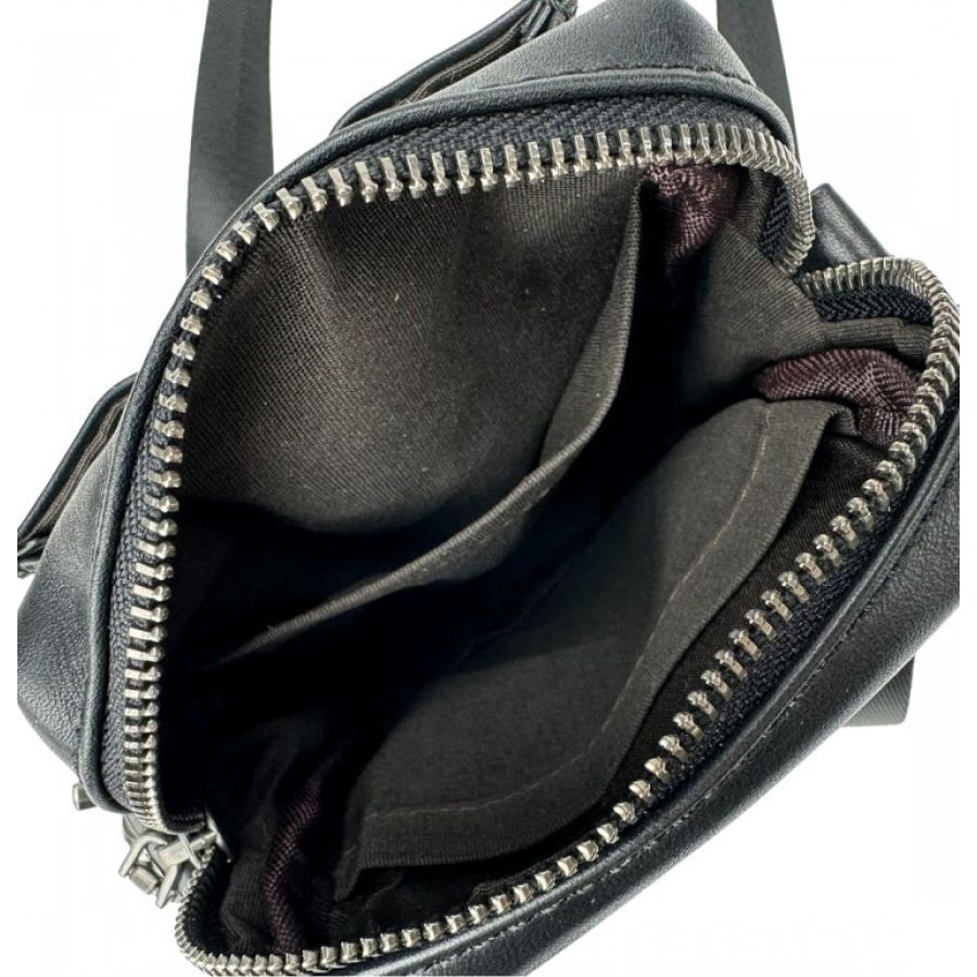 Небольшая мужская кожаная сумка  Tiding Bag черная