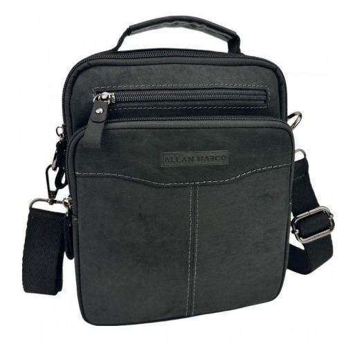 Мужская кожаная сумка, планшетка Ruff Ryder черная