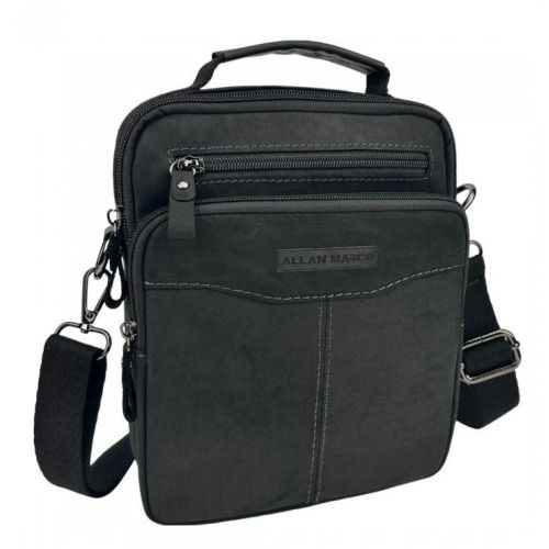 Мужская кожаная сумка, планшетка Ruff Ryder черная