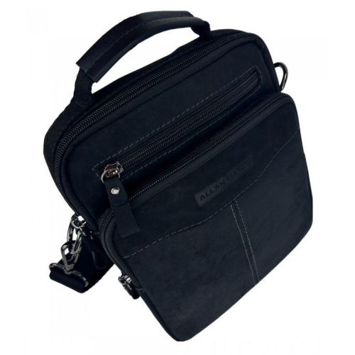 Мужская кожаная сумка, планшетка Ruff Ryder черная