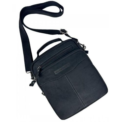 Мужская кожаная сумка, планшетка Ruff Ryder черная