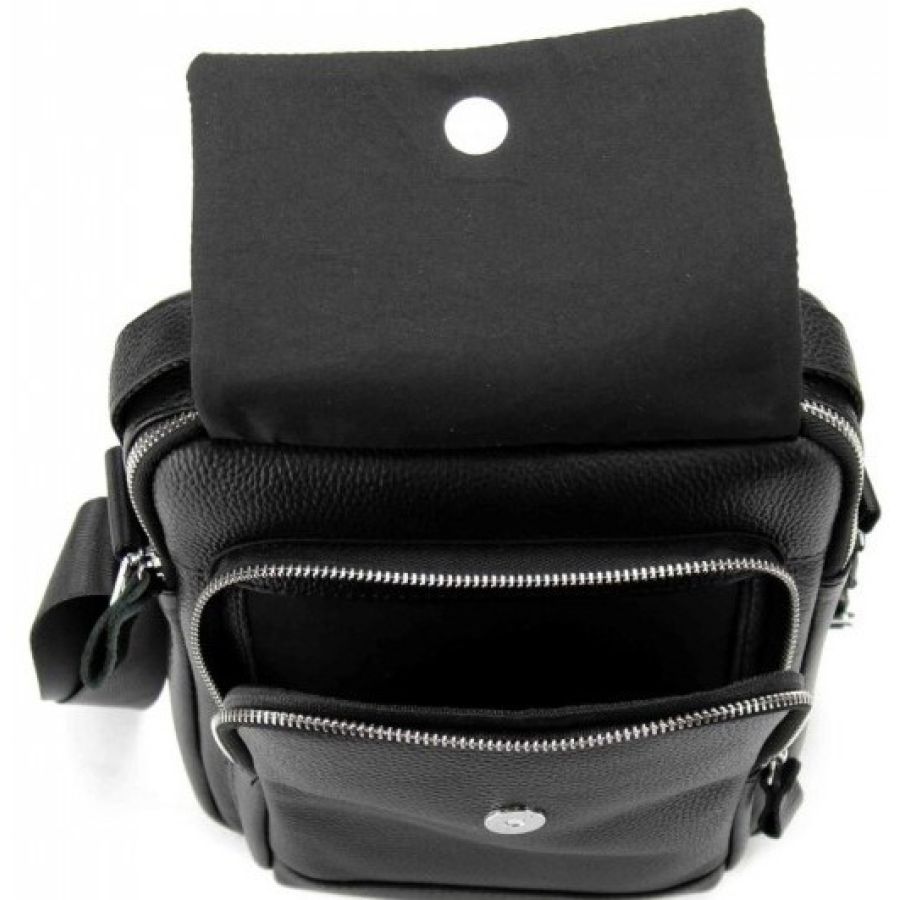 Мужская сумка из натуральной кожи Tiding Bag черная