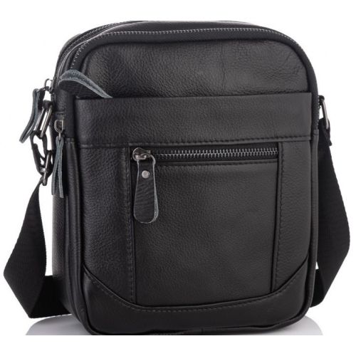 Мужская сумка из натуральной кожи Tiding Bag черная (SA25-223A)