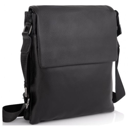 Мужская сумка из натуральной кожи Tiding Bag черная