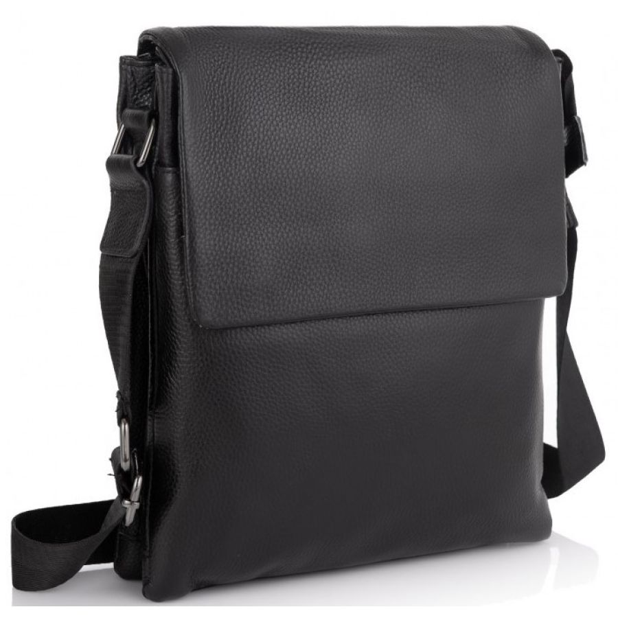 Мужская сумка из натуральной кожи Tiding Bag черная