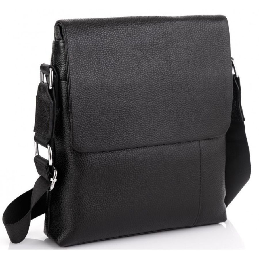 Сумка мужская из натуральной кожи Tiding Bag черная
