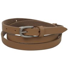 Тонкий женский кожаный поясок, ремень Skipper бежевый 1,5 см