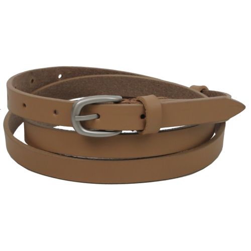 Тонкий женский кожаный поясок, ремень Skipper бежевый 1,5 см