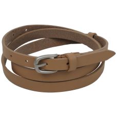 Тонкий женский кожаный поясок, ремень Skipper бежевый 1,5 см