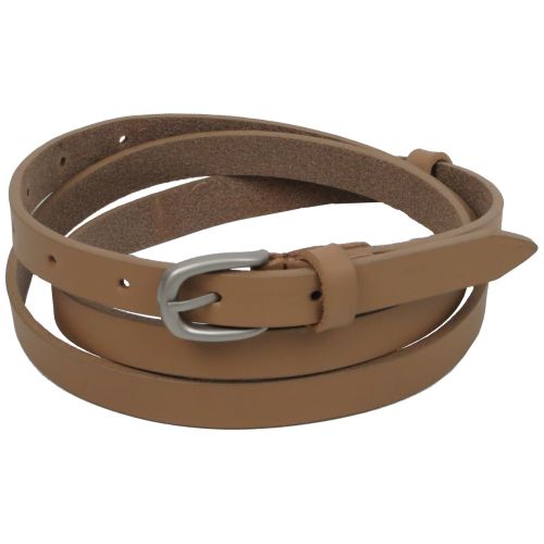 Тонкий женский кожаный поясок, ремень Skipper бежевый 1,5 см