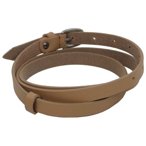 Тонкий женский кожаный поясок, ремень Skipper бежевый 1,5 см