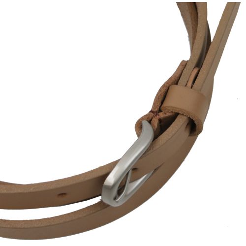 Тонкий женский кожаный поясок, ремень Skipper бежевый 1,5 см