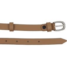 Тонкий женский кожаный поясок, ремень Skipper бежевый 1,5 см