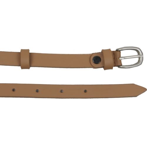 Тонкий женский кожаный поясок, ремень Skipper бежевый 1,5 см