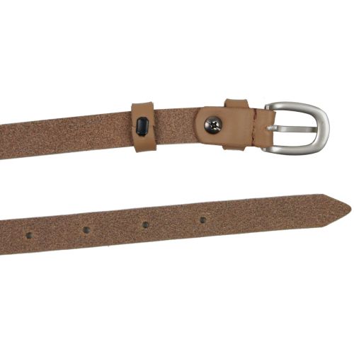 Тонкий женский кожаный поясок, ремень Skipper бежевый 1,5 см