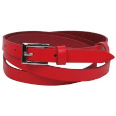 Узкий женский кожаный ремень Skipper, Украина красный 1,5 см