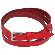 Узкий женский кожаный ремень Skipper, Украина красный 1,5 см