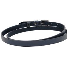 Узкий женский кожаный ремень Skipper 1,5 см темно-синий