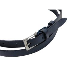 Узкий женский кожаный ремень Skipper 1,5 см темно-синий