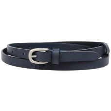 Узкий женский кожаный ремень Skipper, Украина 1,5 см темно-синий