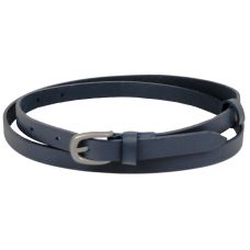 Узкий женский кожаный ремень Skipper, Украина 1,5 см темно-синий