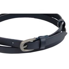 Узкий женский кожаный ремень Skipper, Украина 1,5 см темно-синий