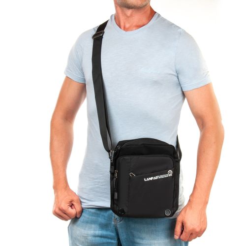 Мужская наплечная сумка, планшетка Lanpad черная