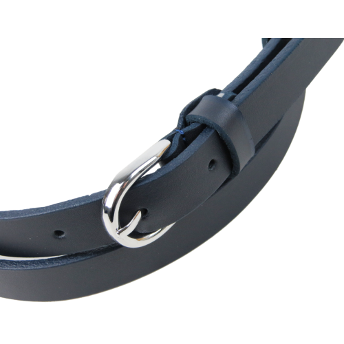 Кожаный женский ремень Skipper 1634-20 Темно-синий 2 см